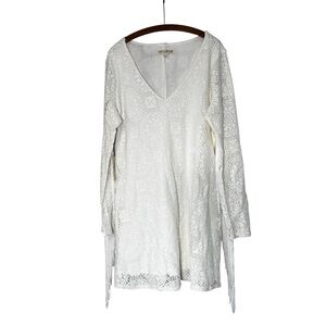 NWT Idyllwind by Miranda Lambert Ivory White Lace Midi Dress with Fringe Sleeves